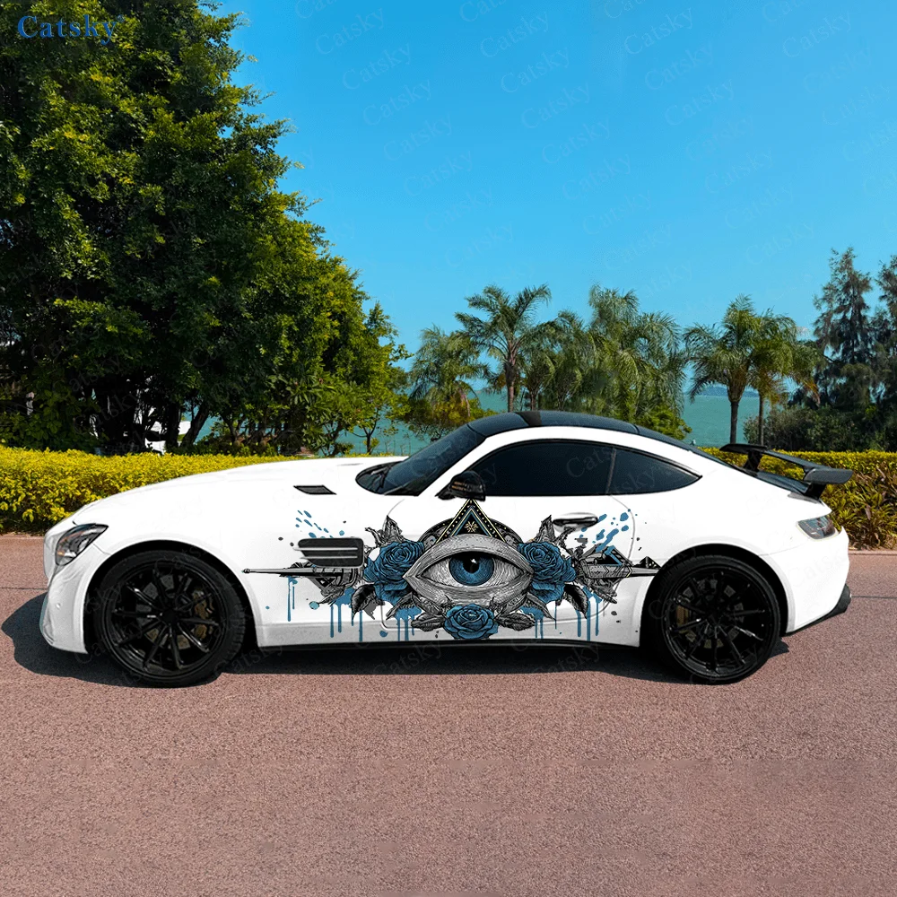 Colorful Rose Eye Cool Car Vinyl Wraps Decal Self-adhesive PVC Sticker Suitable for Trucks SUV Decoration Auto Accessories Gift