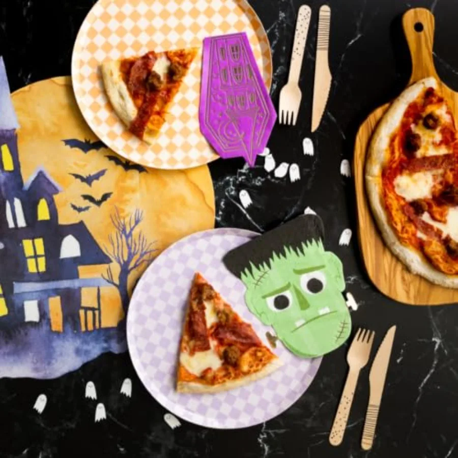 Frankenstein Monster Shaped Paper Guest Towels, 16 Pack, 7 Inch Die Cut Frankie Halloween Napkins, Green Monster Birthday Table
