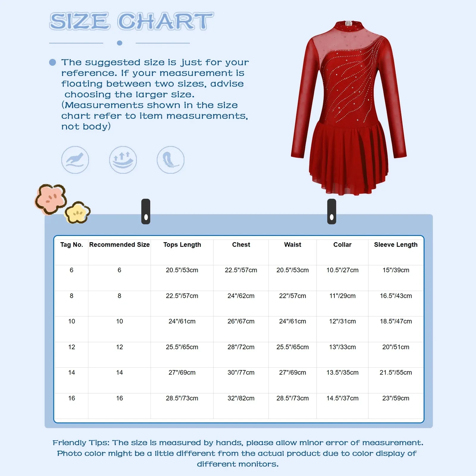 Shiny Rhinestone Figure Skating Dance Dress for Kids Girls Ballerina Tutu Dance Clothes Long Sleeve Round Neckline Ballet Outfit