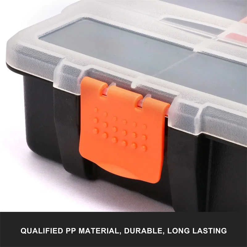 Cassetta degli attrezzi portatile multi-griglia per parti in plastica, scatola di immagazzinaggio per viti combinate, cassetta degli attrezzi con divisori in plastica rimovibili personalizzabili