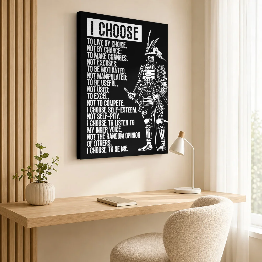 I Choose To Live By Choice Framed Canvas Print Personalized Photo Monochrome Typography Wall Art For Reading Nook Teacher Gift