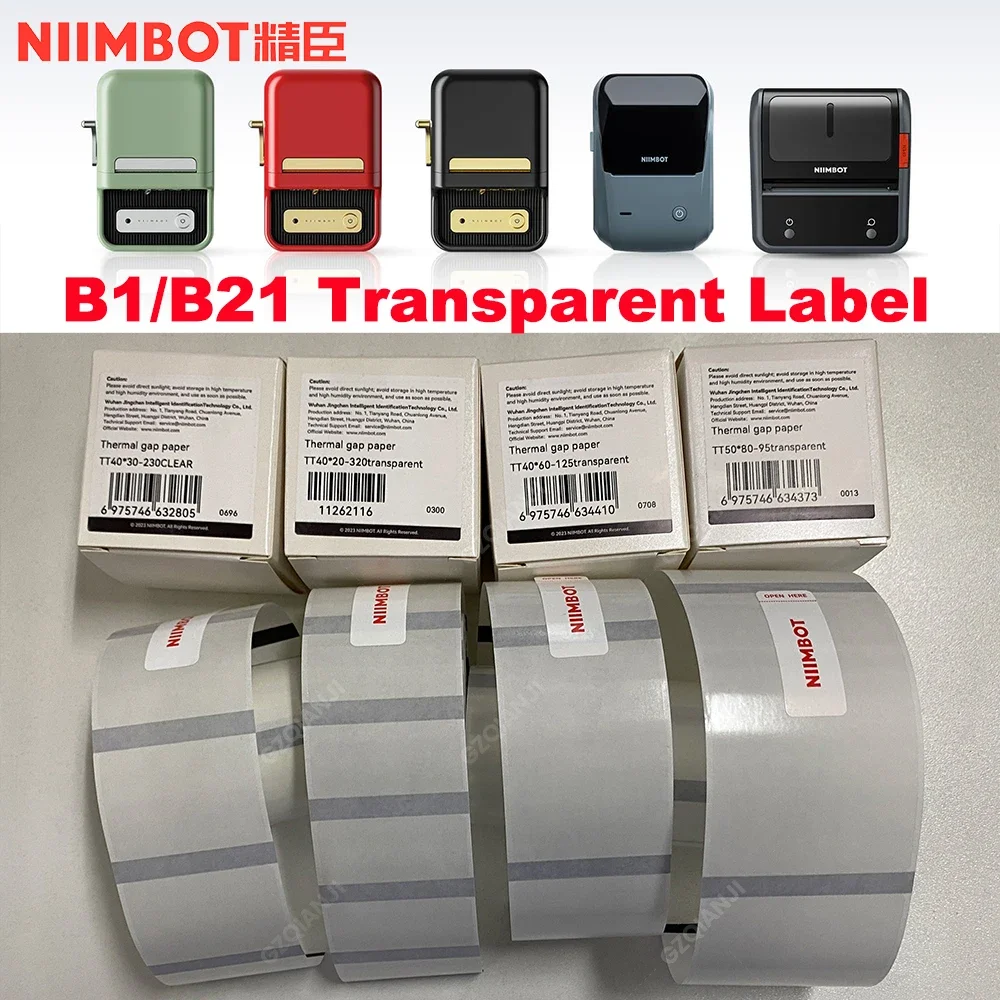 NIIMBOT Transparent Self-adhesive Label Paper Round Clear Tape for B1/B21/B203 Label Maker Watreproof Cosmetic Stickers 20-50mm