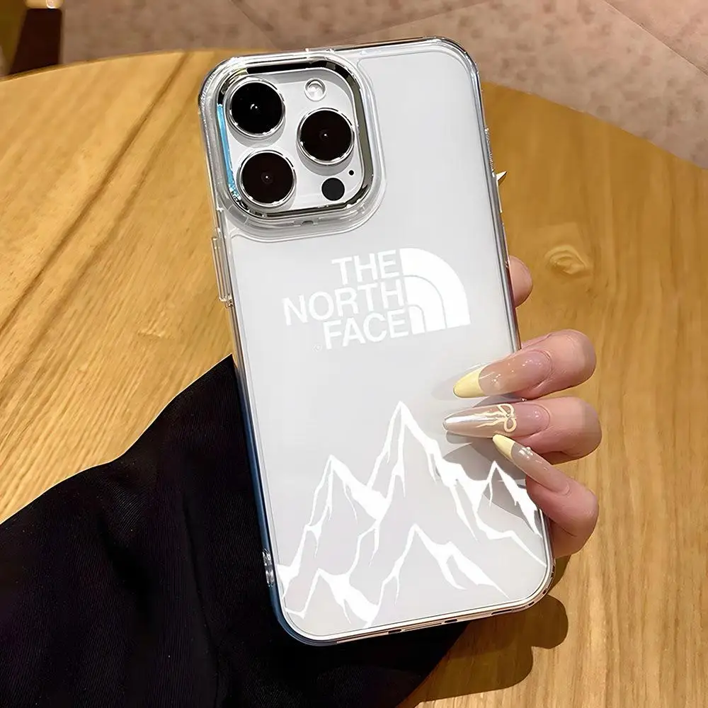 Funda para Teléfono TNF T-The North Face para iPhone 18 17 16 Air E 15 14 13 12 11 Plus Pro Max, Carcasa Transparente Electrochapada y Suave