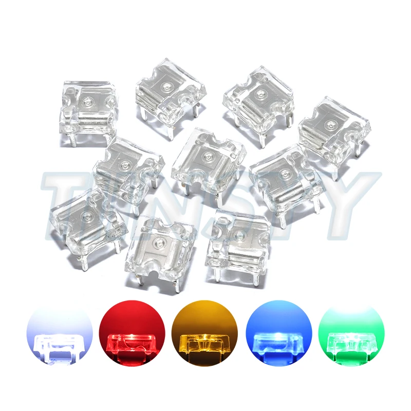 10PCS Flat Top Piranha LED White Red Blue Green Yellow Amber Clear LED Diode Light Emitting Diode 4-pins Diodes Brightness