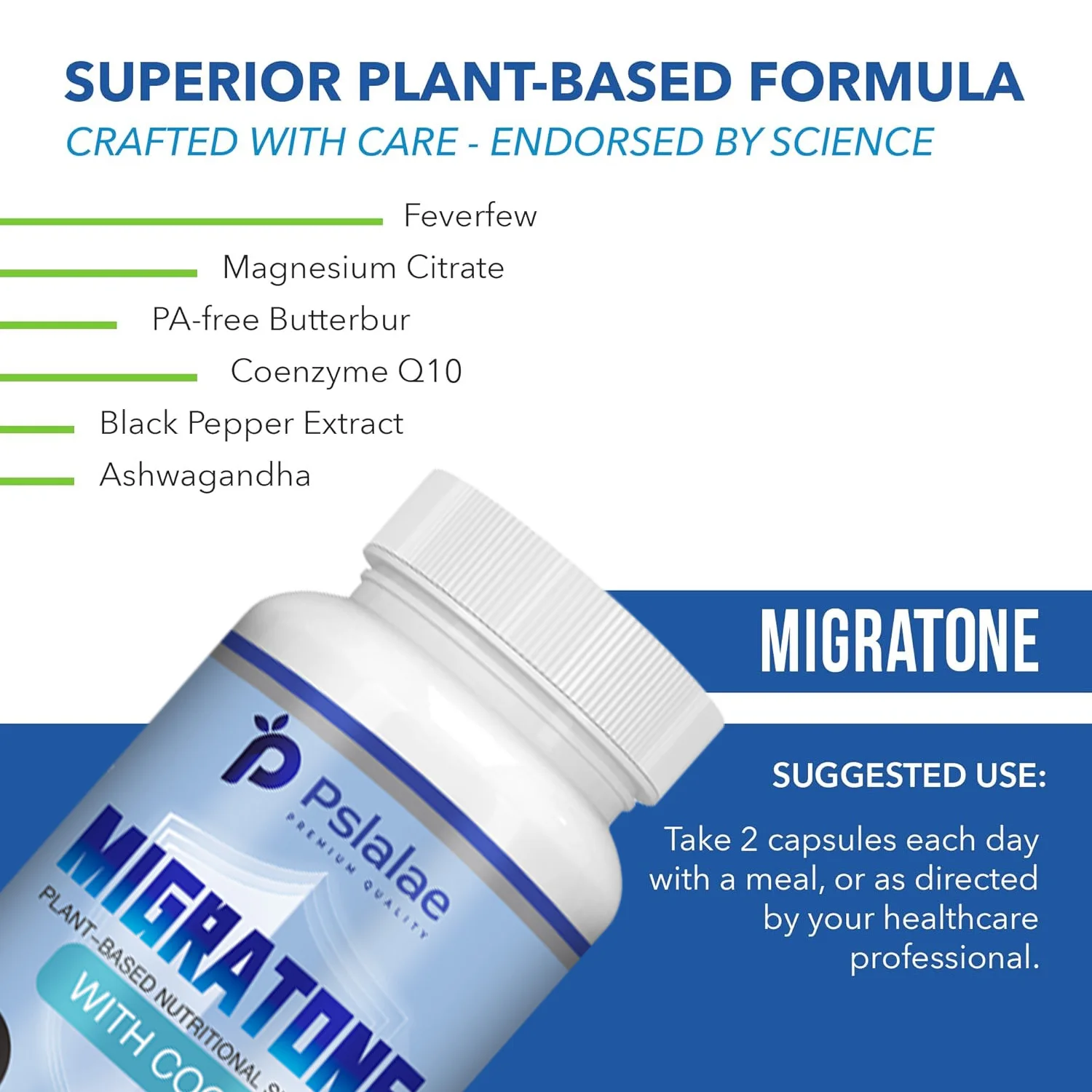 Migratone - Natural Headache Relief Vitamins, Reduce Headaches, Sleep Aid