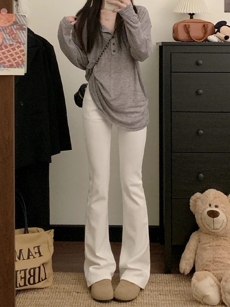 

Джинсы с микро-расклешенной талией, женские весенне-осенние утягивающие джинсовые брюки с высокой талией, большие размеры, эластичные джинсовые брюки до щиколотки