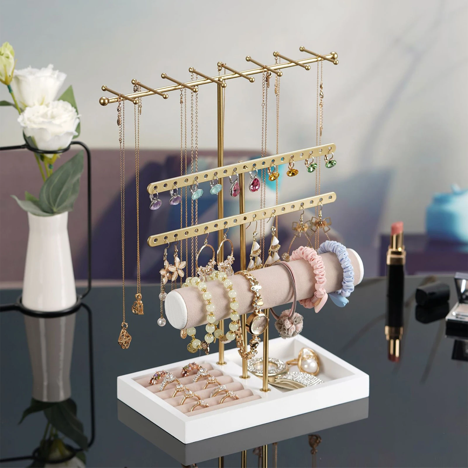 Jewelry Display Rack Fashion Jewelry Showcase Bracelet Display Stand for Living Room Shopping Mall Apartment Desk Earrings