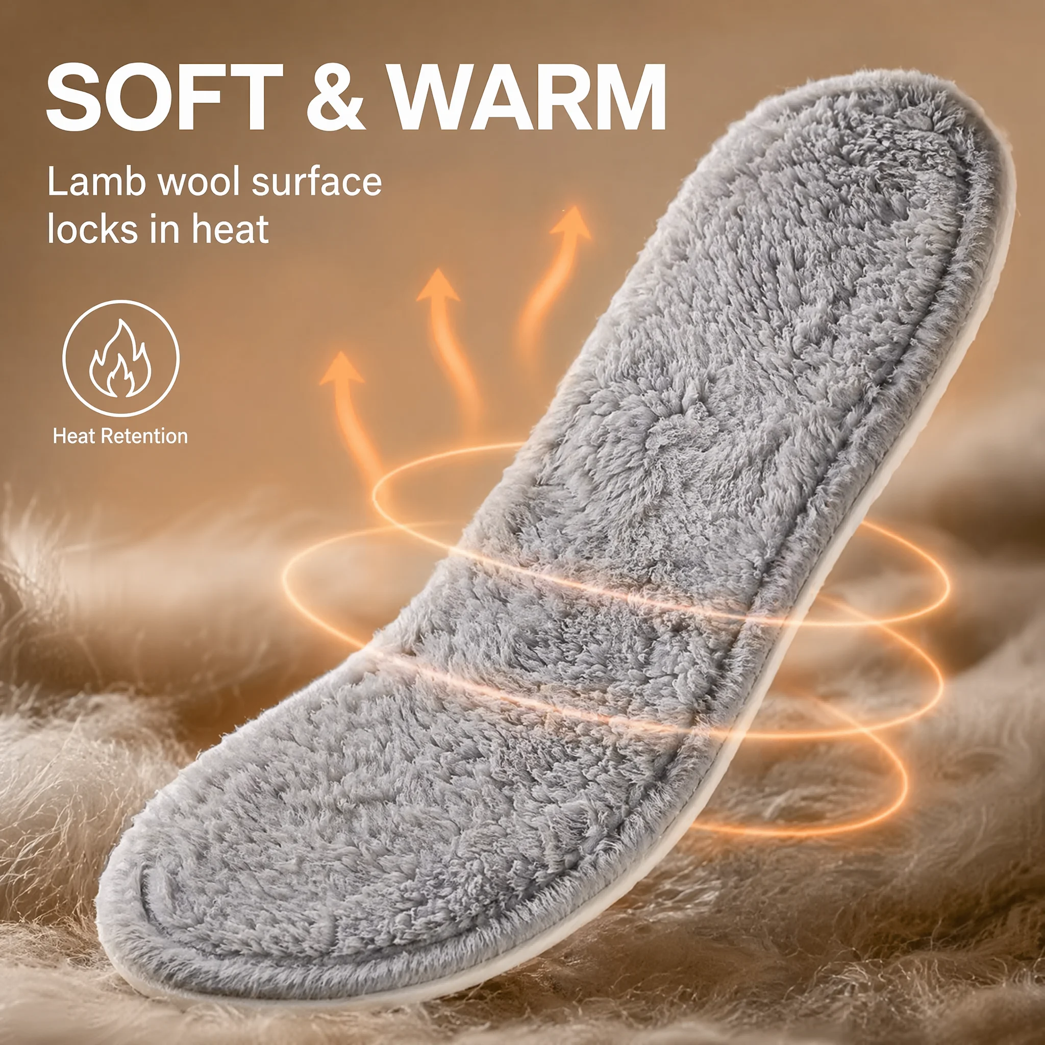 Warm Plush Winter Insoles Shock Absorption Memory Foam Cuttable Soft Shoe Inserts for Men Women Boots Sneakers Foot Care