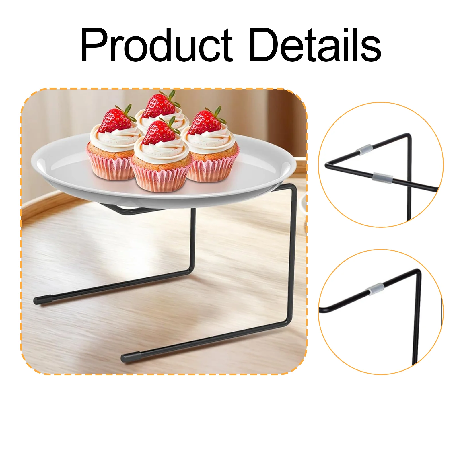 Black Pizza Serving Holder Stand Tabletop Metal Food Display Riser for Parties Restaurant Events