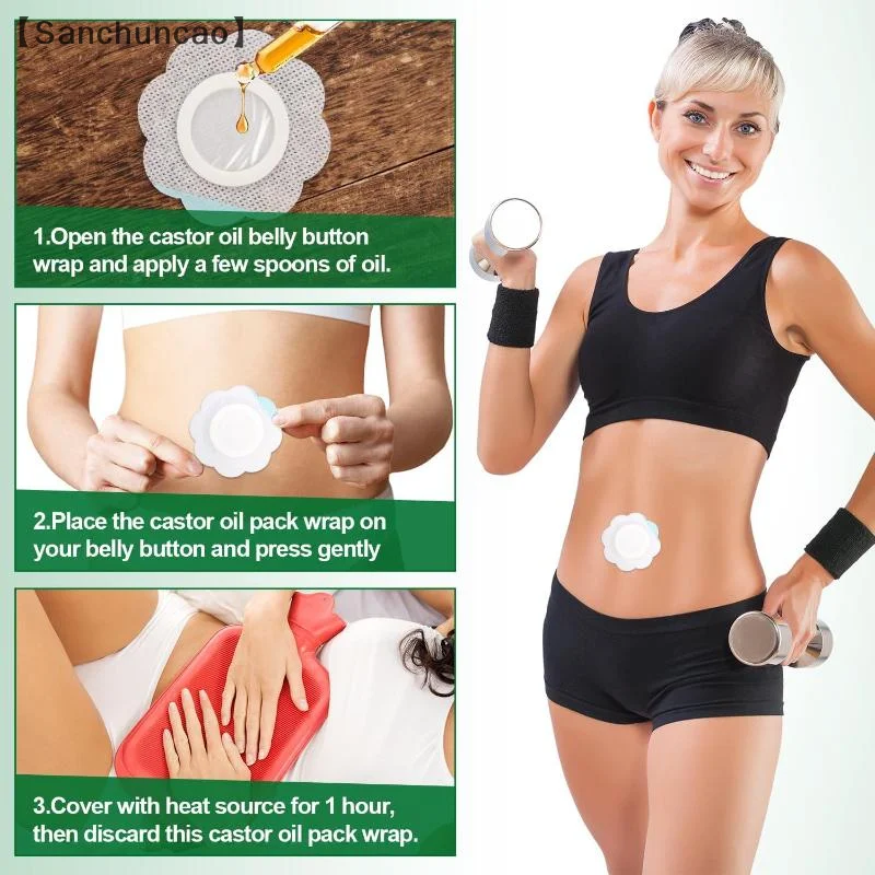 [San] 50개 교체용 일회용 피마자유 팩 자체 접착 접착제 배꼽 스티커 침투 방지 배꼽 보호