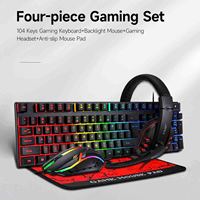 New 1 Set 104 Keys Wired Keyboard 4 Color RGB Gaming Mouse Office Kit Backlight Keyboard and Mouse Combos Anti-slip Mouse Pad