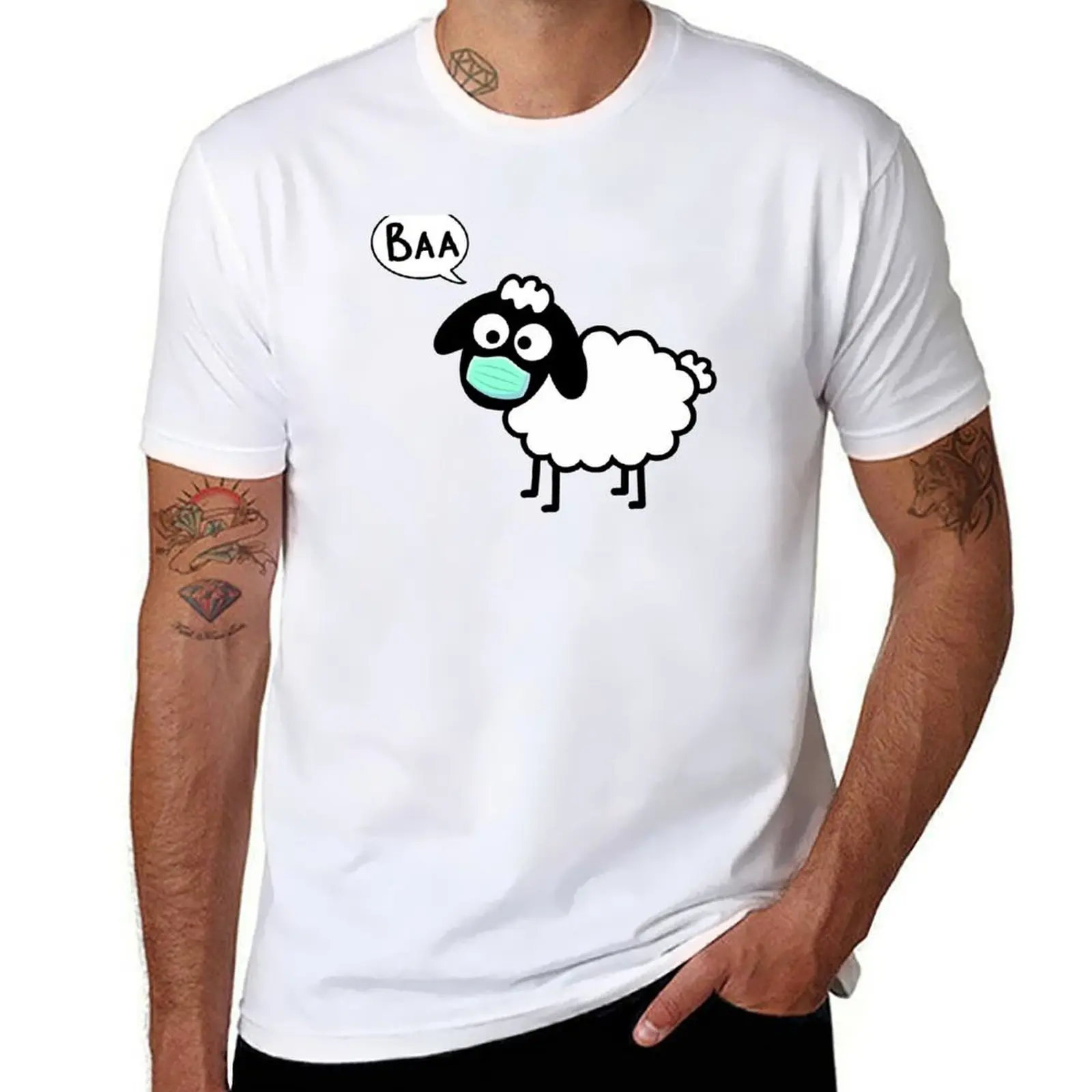 Sheeple Follow Me - just too close - милая и забавная овечья медицинская маска - футболка Baa, хлопковая футболка, мужская футболка