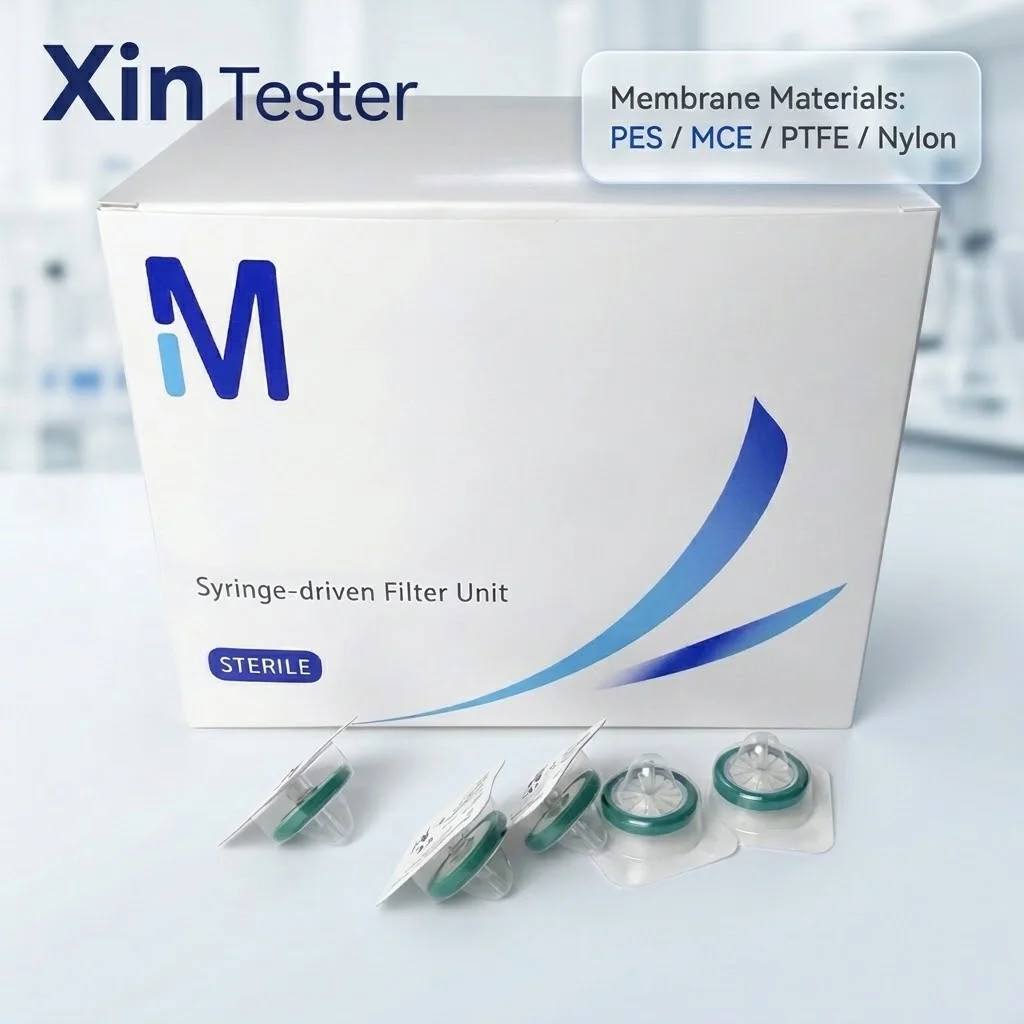 Xin Tester 50pcs Disposable Syringe Filters 13mm 25mm Lab Membrane Filter 0.22um 0.45um MCE PTFE PES Nylon for HPLC Sample Prep