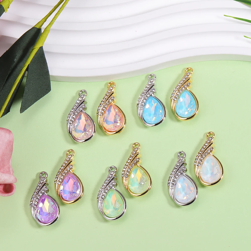 6Pcs/Set Fashion Drop Rhinestone Crystal Charm Pendant for Women\'s Necklace Keychain Diy Jewelry Making Accessories Wholesale