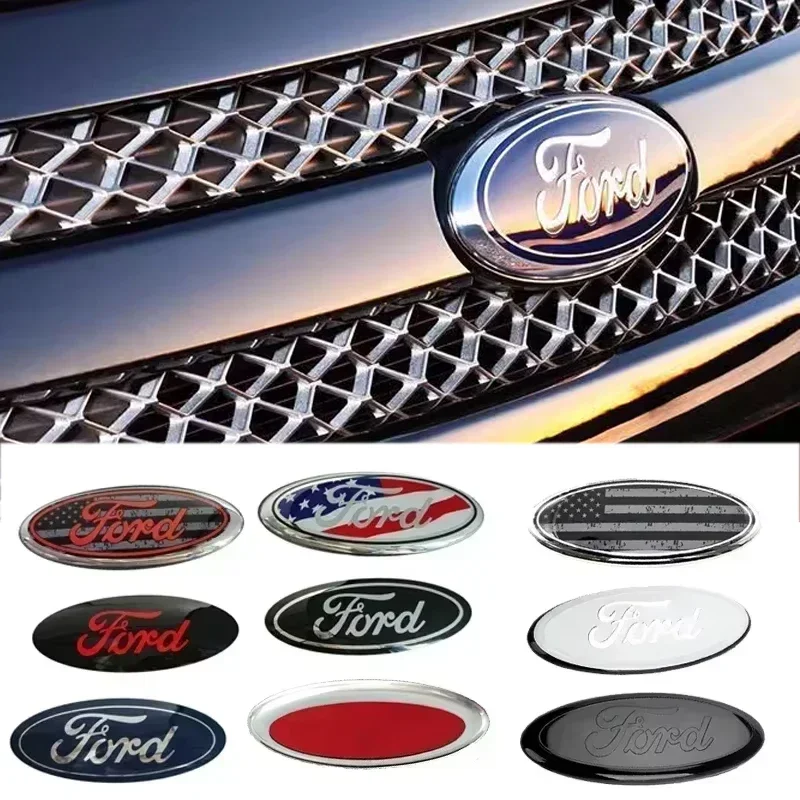 

14.5x5.8CM Front Rear Trunk Emblem Badge Sticker For Ford Mondeo Kuga Focus Ranger Transit EcoSport Fiesta Edge Raptor Figo etc