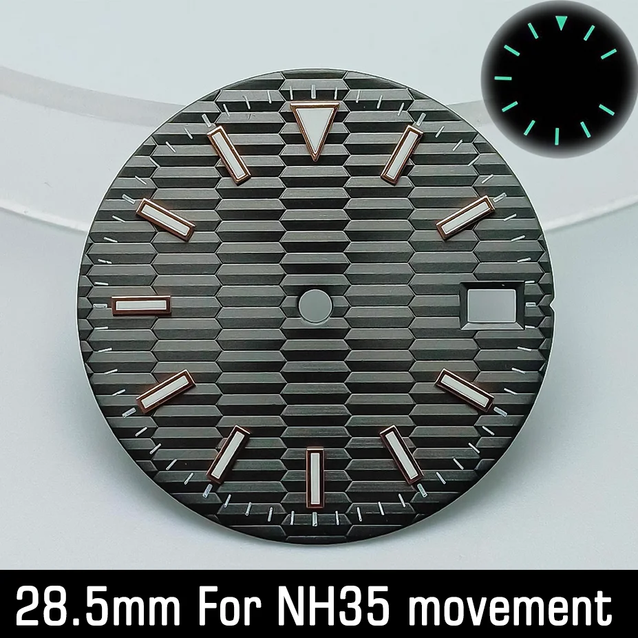 NH 28.5mm Dial with Luminous Watch Face for NH Movement 35 36 movement Customizable Logo Watch Parts Single Calendar