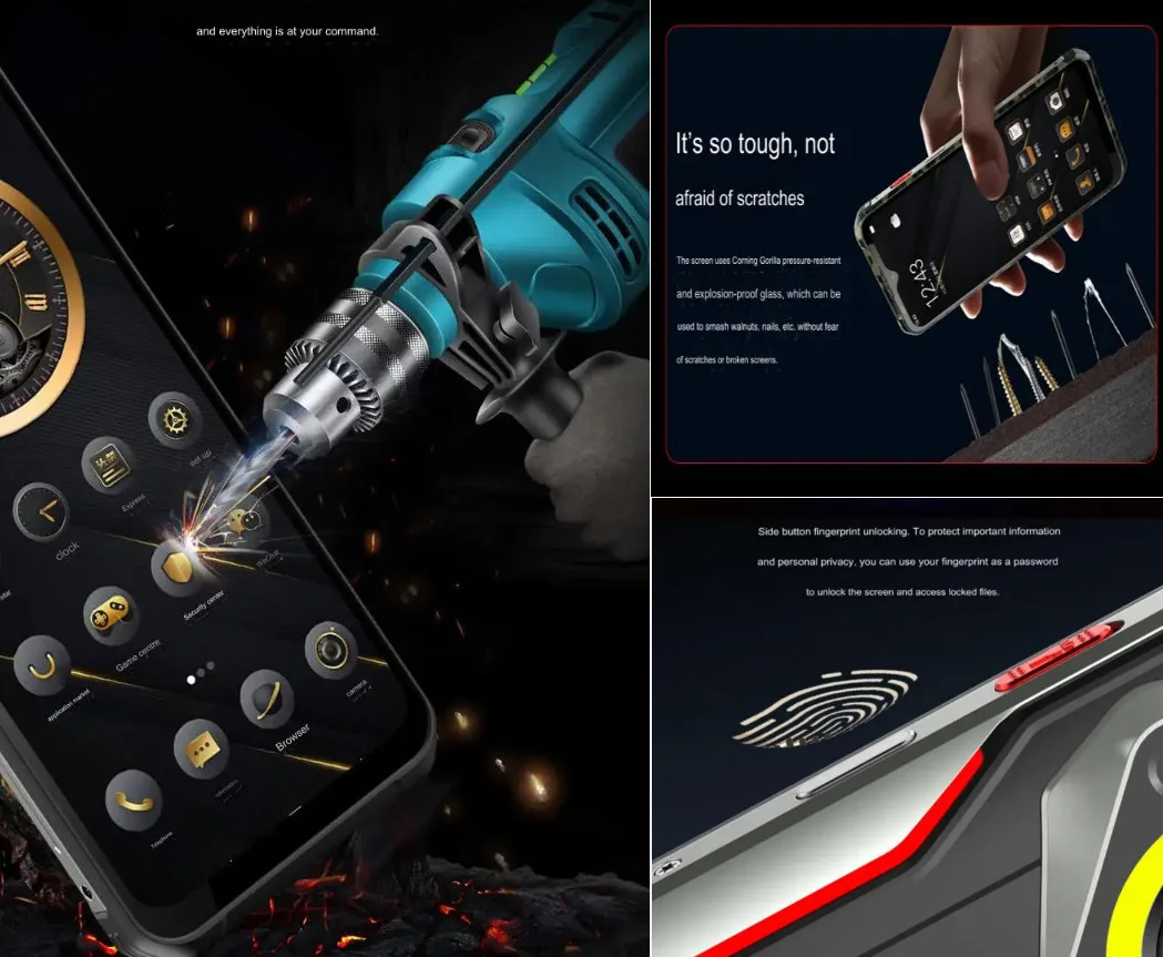 Bateria 12000 mAh Zewnętrzne oświetlenie kempingowe Zello PTT Key Walike Talkie Smartphone 8 GB + 128 GB 26 MP Aparat Octa Core 6,88 cala