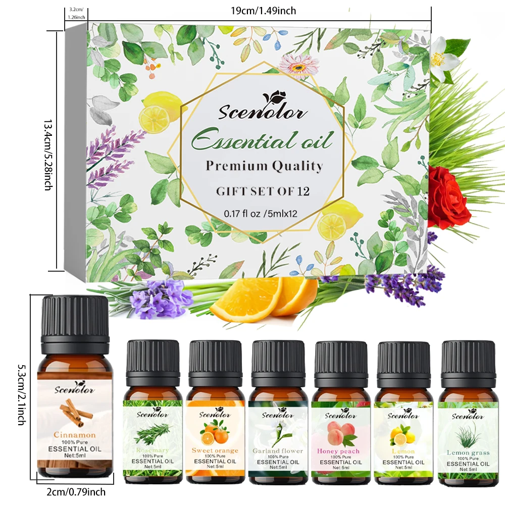 12*5ML  Essential Oils for Diffuser Oil, for Perfume, Humidifiers, Fragrance Oil Scent for DIY Candle , Perfect for Parties Gift