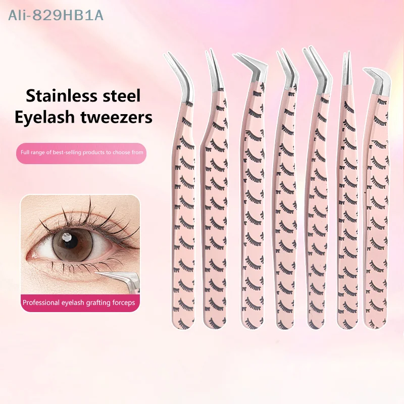 1Pc Eyelash Tweezers Stainless Steel Anti-static Non-magnetic Professional Pincet 3D Lashes Extension Tweezer Makeup Tools