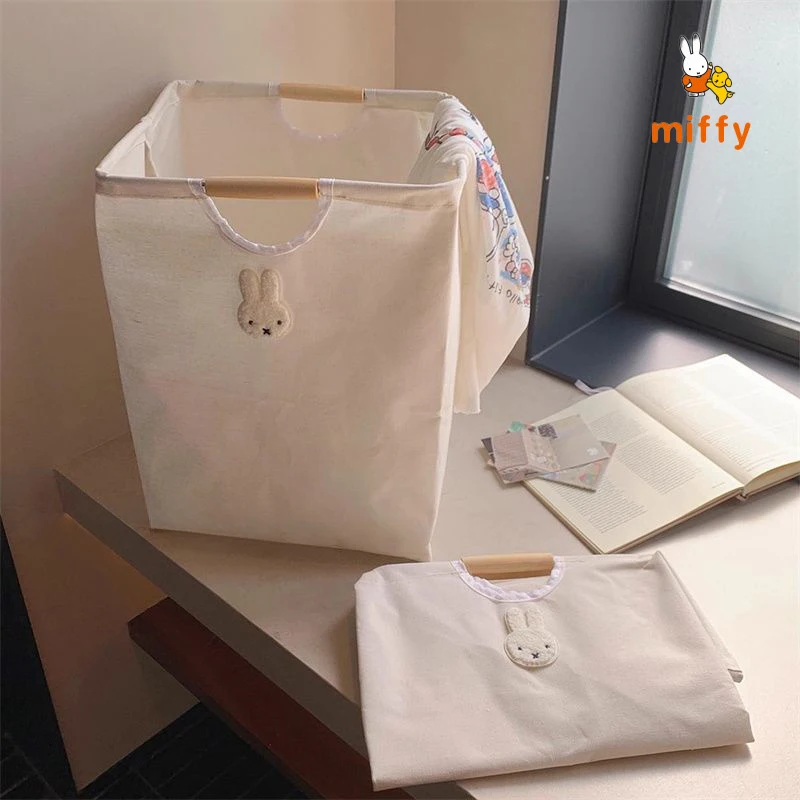 Kawaii Miffy 스토리지 바구니 크리 에이 티브 접이식 만화 홈 인테리어 학생 기숙사 더러운 옷 스토리지 바구니 소녀 선물