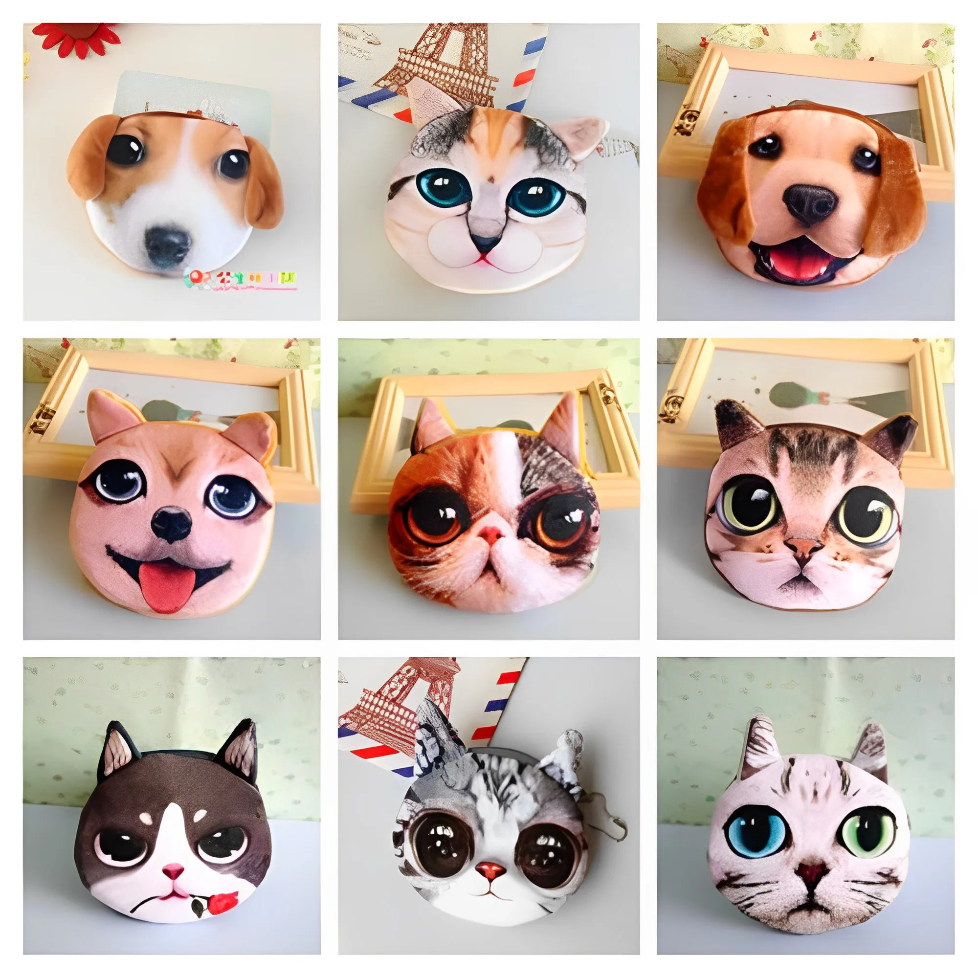 2024 New Hot Sale Cartoon 3D Cute Kids Wallet Bag Animal Face Zipper Mini Cat Coin Purses Change Wallet Kids Bag