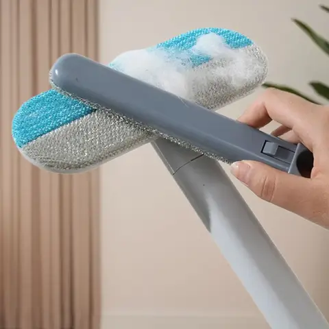 Long Handle Pet Hair Remover Brush, Double Sided Pet Fur Removal Tool with Mini Gap Brush for Dog Cat, Clean Carpet Sofa Bed Furniture Car Seat