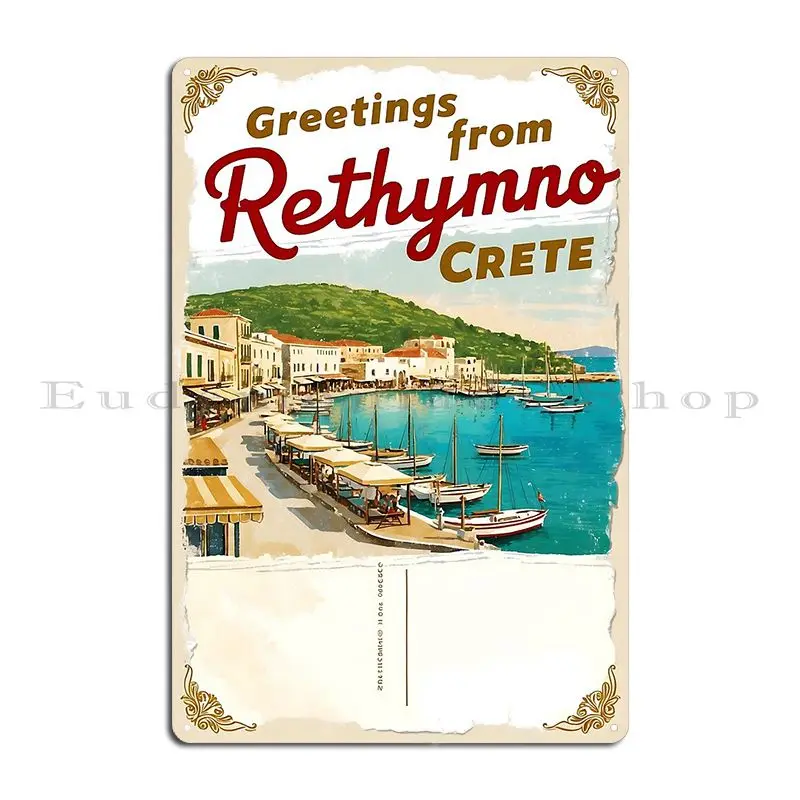 ريثيمنو كريتي اليونان بطاقة بريدية خمر الرجعية السفر خمر لوحة معدنية تخصيص جدار جدارية جدار اللوحة تصميم تين تسجيل ملصق #2