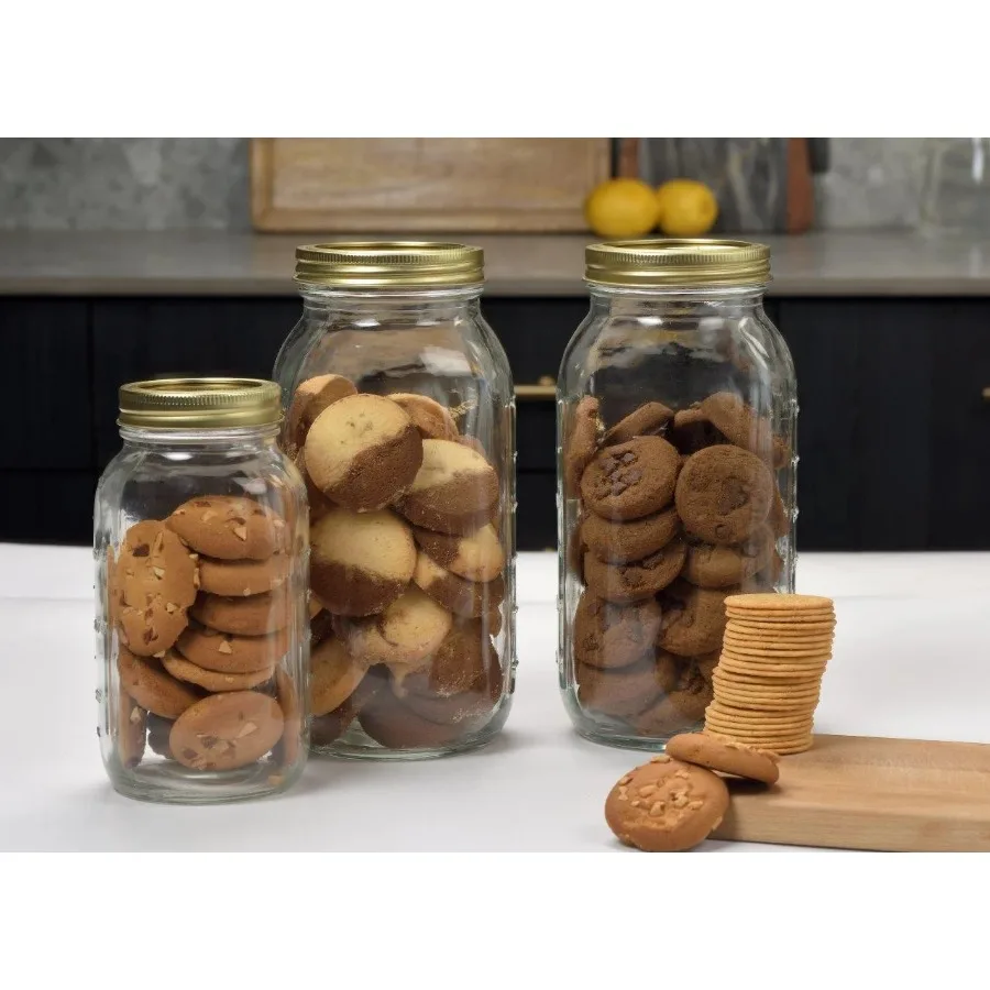 Half Gallon Mason Jars 6pk, Wide Mouth 64 oz Glass Storage Jars and Lids, Extra Large Size for Sourdough Starter, Sun Tea