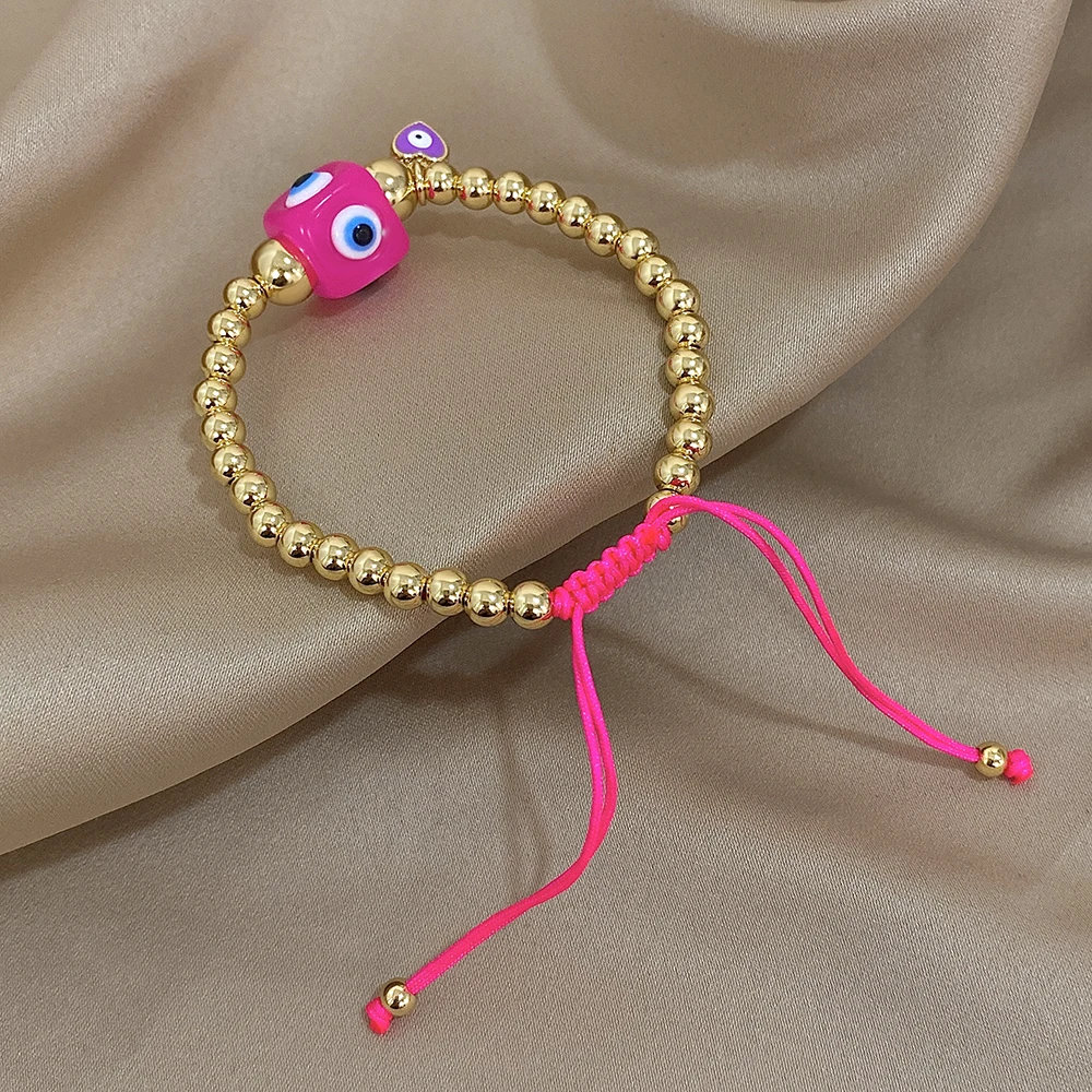 GREATEER-أساور مجدولة محظوظة للعين الشريرة للرجال والنساء ، سلسلة مطرزة قابلة للتعديل ، لون ذهبي ، سحر صداقة الزوجين ، هدايا مجوهرات #5