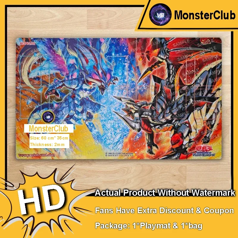 YuGiOh Branded Fusion Playmat Mirrorjade the Iceblade Dragon TCG CCG Mat Board Game Trading Card Game Mat Rubber Mouse pad Bag