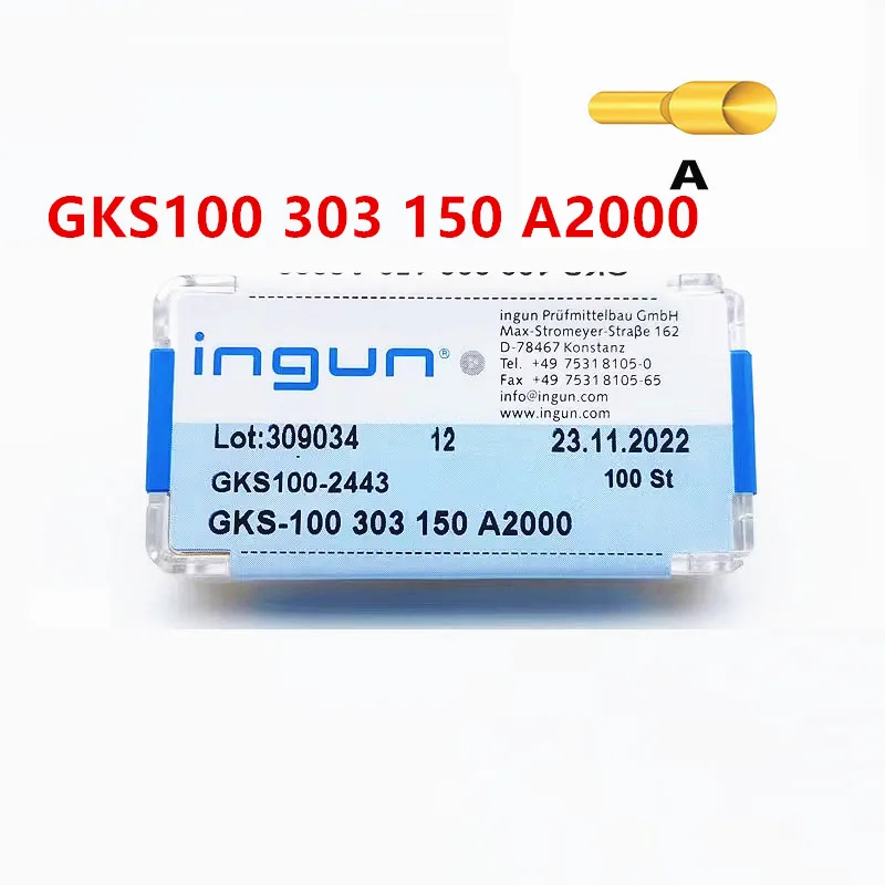 100PCS INGUN Probe GKS100 303 150 A2000 Cup Head Outer Diameter 1.36mm Spring Spring Test Pin PCB Probe