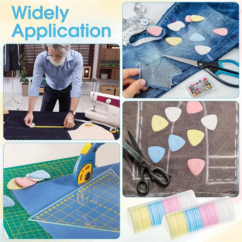 A69efor اللحف، لوازم صنع الخياطة - طباشير قماش الخياطة 120 قطعة في 4 ألوان - طباشير خياط مثلث وعلامات قماشية