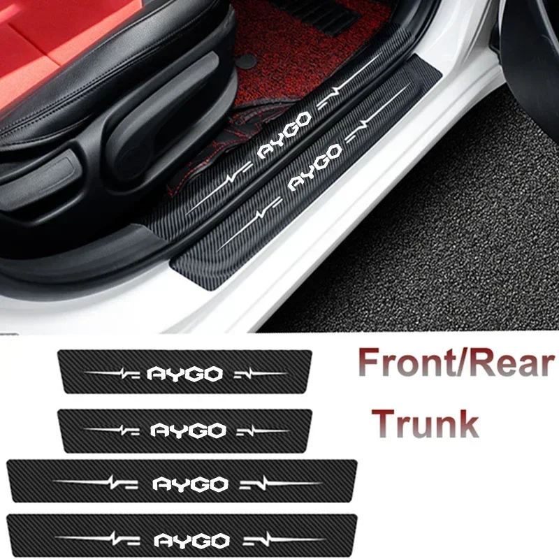 Car Styling for Toyota AYGO Emblem Carbon Fiber Door Threshold Stickers Protective Strip Auto Anti Scratch Dirty Tape Film Tape