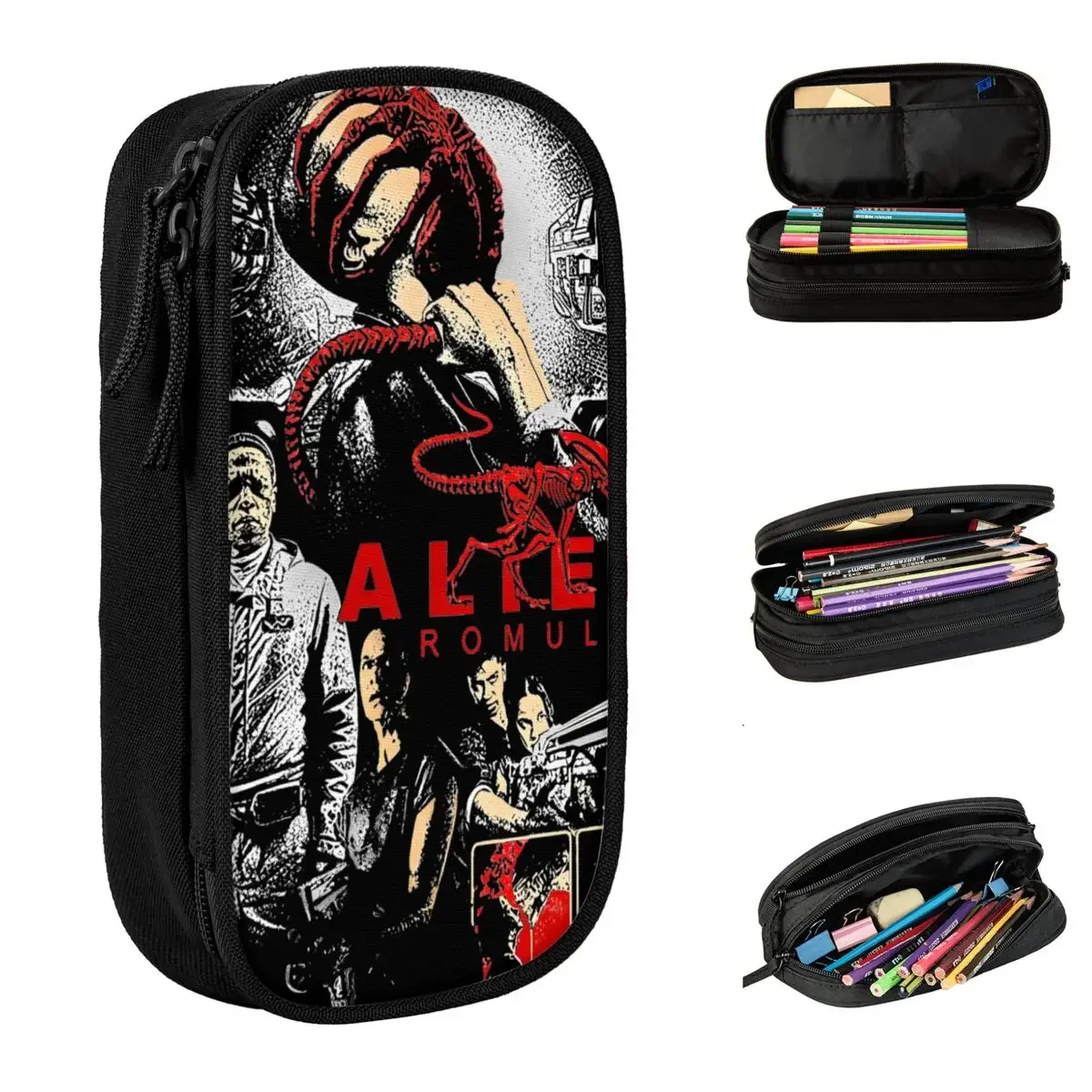 

Чужой Romulus Movie 2024, пенал ужасов, держатель для ручек, сумка для девочек и мальчиков, большие школьные принадлежности для хранения, подарочный пенал