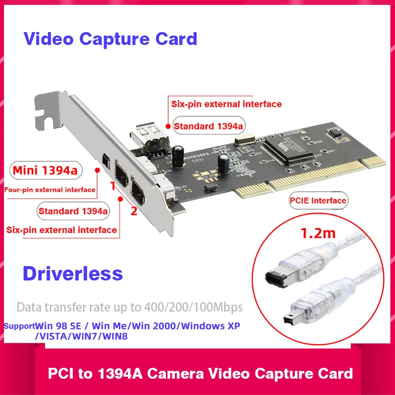 VIA Chip PCI 1394 Acquisition Line Card High-definition DV Video Acquisition Card  PCI To 1394A Camera Video Capture Card