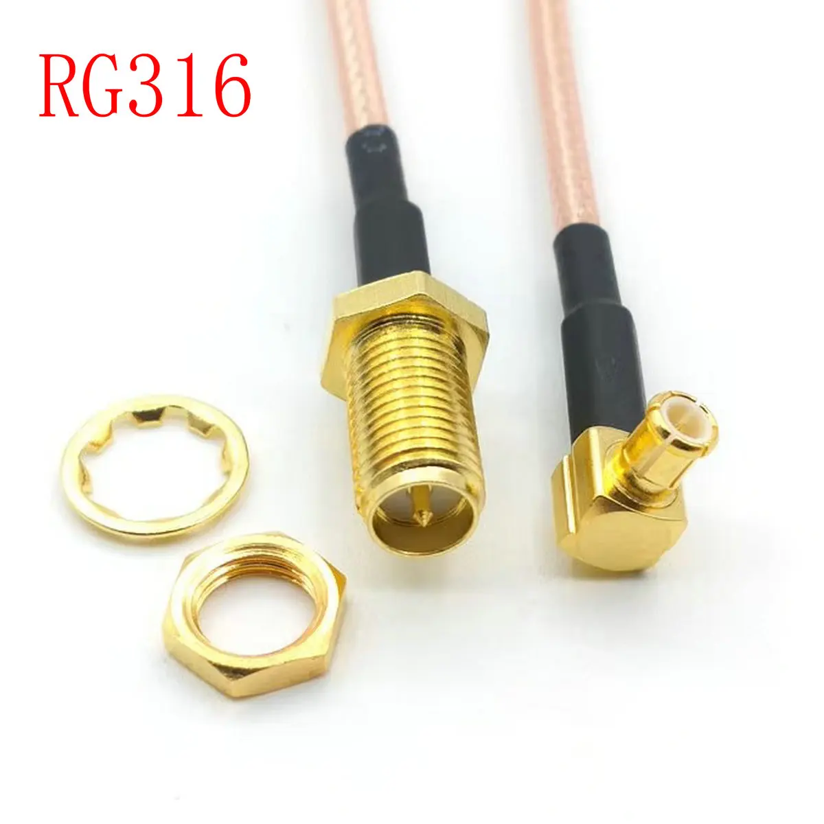 

MCX Male Right Angle to RP-SMA Female Plug Bulkhead RG316 Pigtail