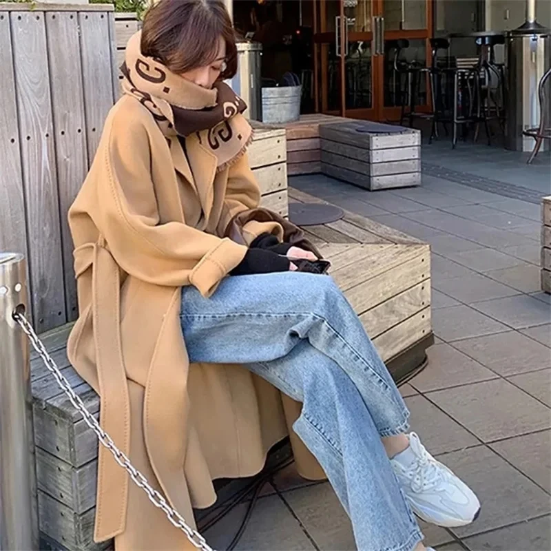 High Quality Autumn Winter Wool Coats Women Double Sided Cashmere Overcoat Korean Loose Long Woolen Jacket Lady Elegant Outwear