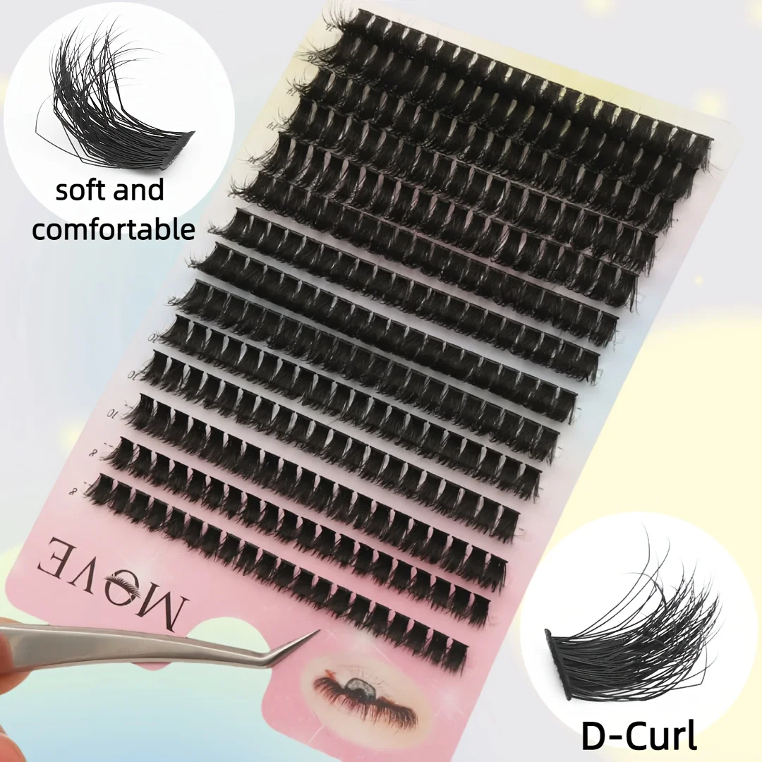 280 Pcs D Curl Mix Length Squishy Curled Waterproof Fake Min Crush,For Home DIY,Soft and voluminous disposable false eyelashes