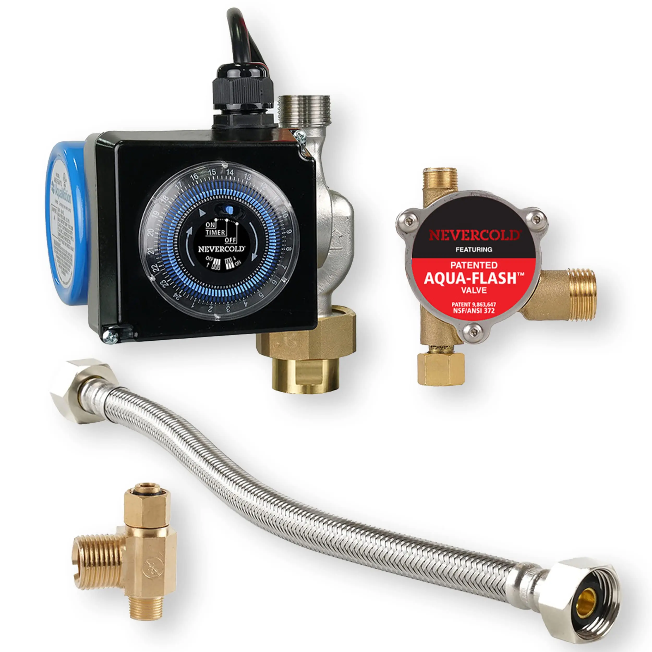 3/4 Inch Nevercold Universal Hot Water Recirculation Pump Kit Brass Equipped with A Built-in Programmable Timer