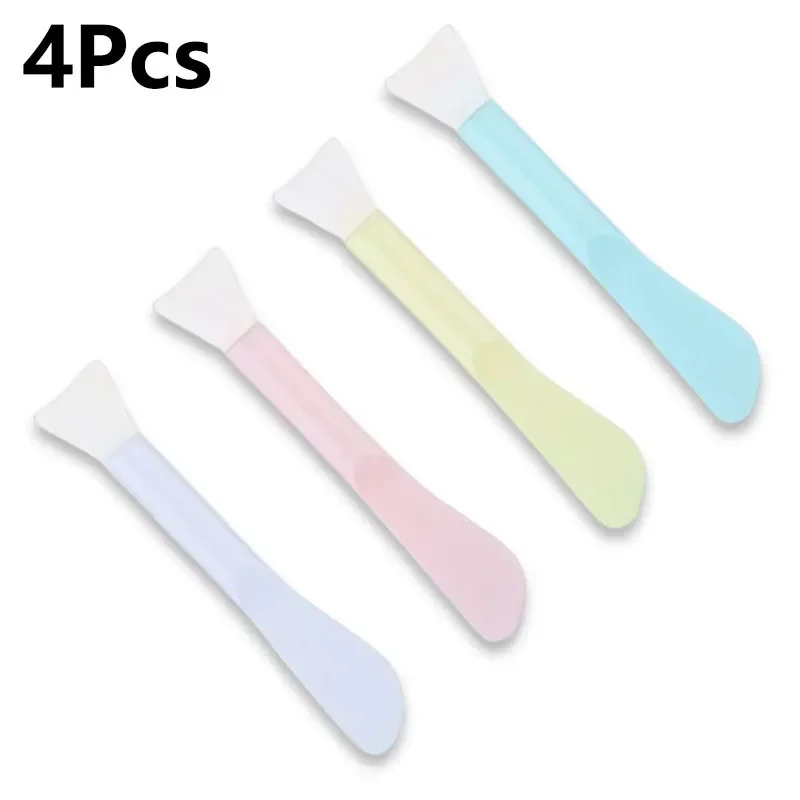 4Pcs Double Head Silicone Brush DIY Mini Soft Mud Mask Applicator Dual-use Facial Mask Brush Makeup Beauty Tools For Travel