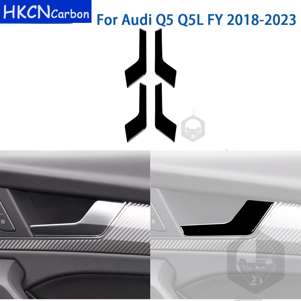 

For Audi Q5 Q5L FY 2018 2019 2020 2021 2022 2023 Accessories Piano Black Plasti Car Interior Door Inner Handle Stickers