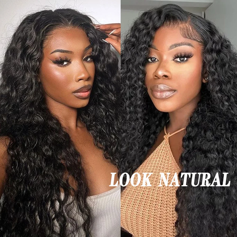 RONGDUOYI Black Curly Wig Synthetic Frontal Lace Wig For Black Women Daily Used Natural Hairline Heat Resistant Fiber Makeup