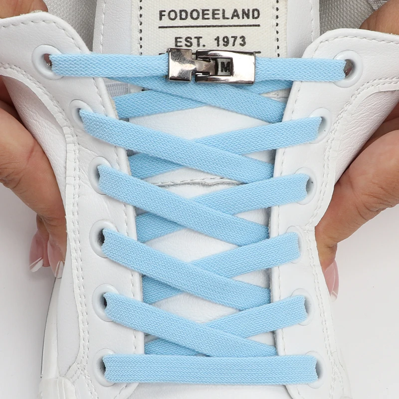 16 Colors Flat Shoelaces Without Tying Elastic Shoe Laces Flat Metals Cross Buckle Easy To Put on And Take Off Lazy Shoelace