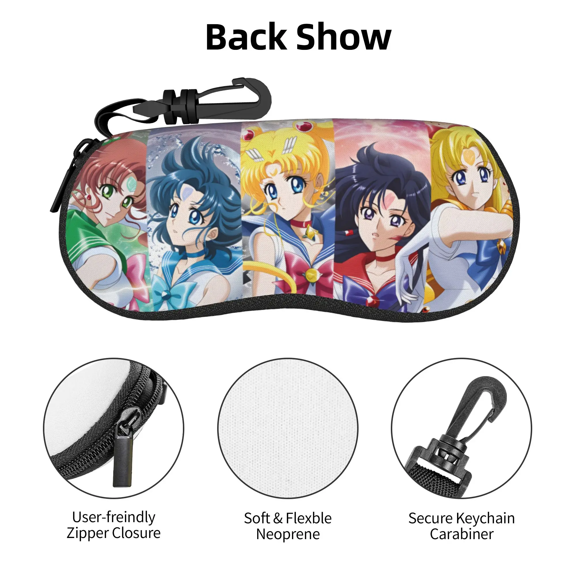 Sailor Moon Jupiter Mars Shell - Fundas protectoras para gafas, para hombre y mujer, funda para gafas de sol, bolsa para gafas Mercury Venus