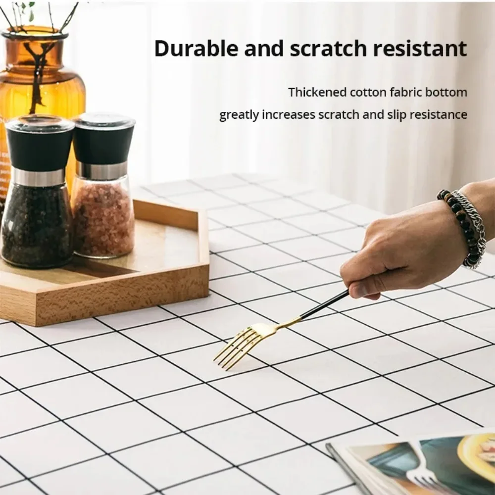 1pc 137X90CM Black And White PEVA Waterproof Oilproof Tablecloth Table Cloth Plaid Pattern Table Cover For Party Outdoor Picnic image 6