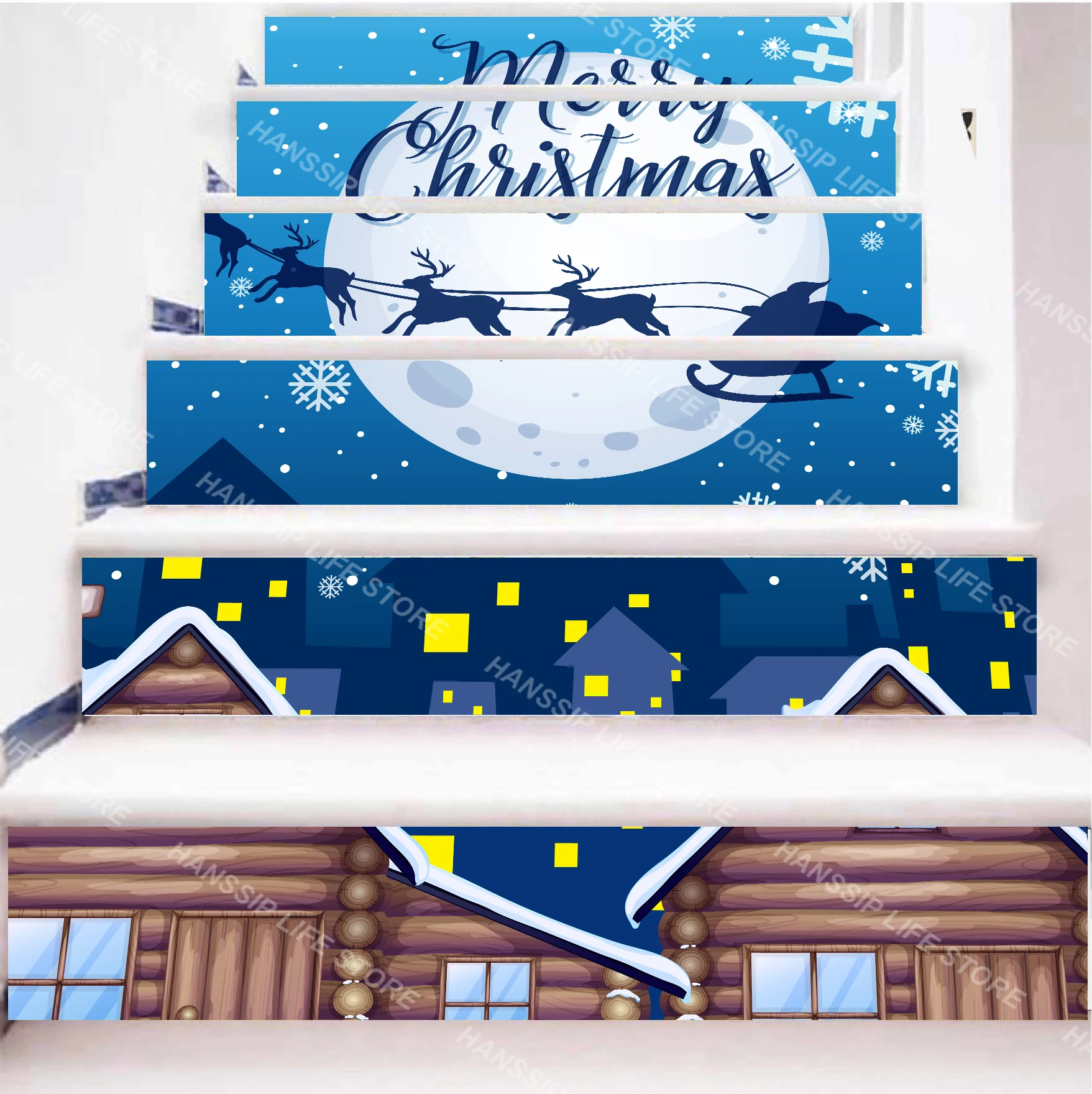 Christmas Creative Decoration Gift 6Pcs/13Pcs Stair Stickers Self Adhesive Staircase Sticker PVC Home Renovation Decor