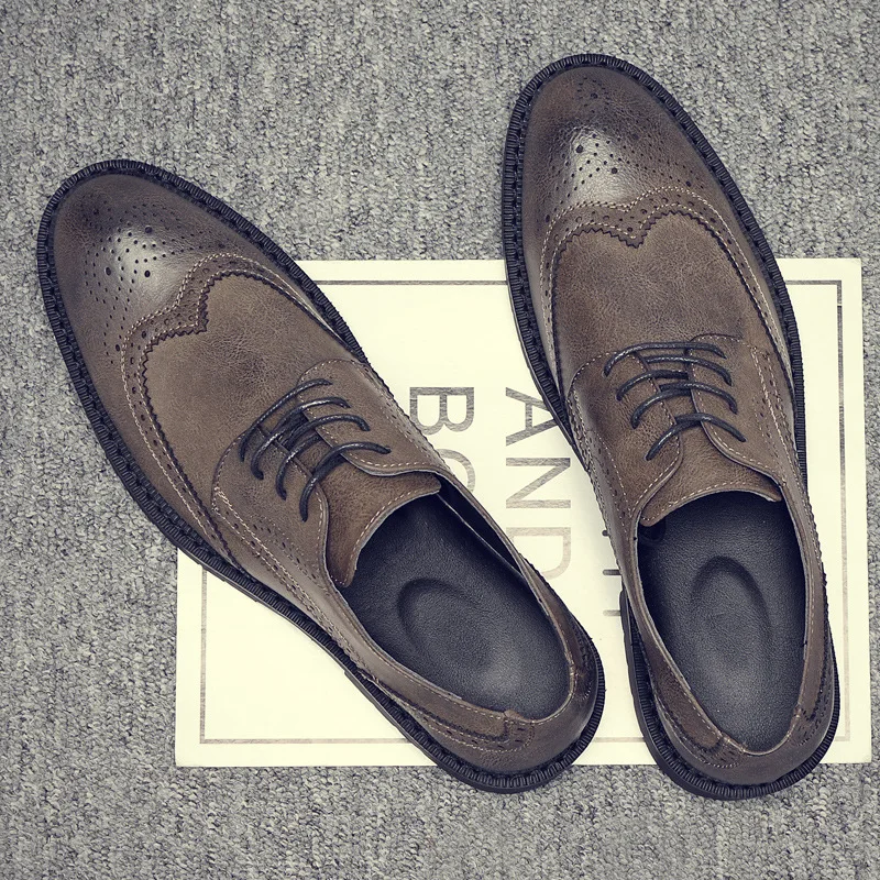 Men Leather Shoes Business Dress Shoes All-Match Casual Shoes Shock-Absorbing Footwear Wear-Resistant 38-47