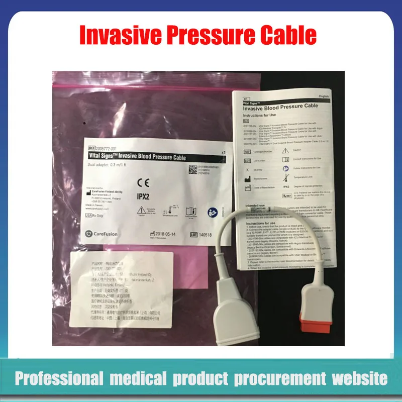 

Original GE One-Two Invasive Blood Pressure Cable Dual adapter 0.3m/1 ft 2005772-001