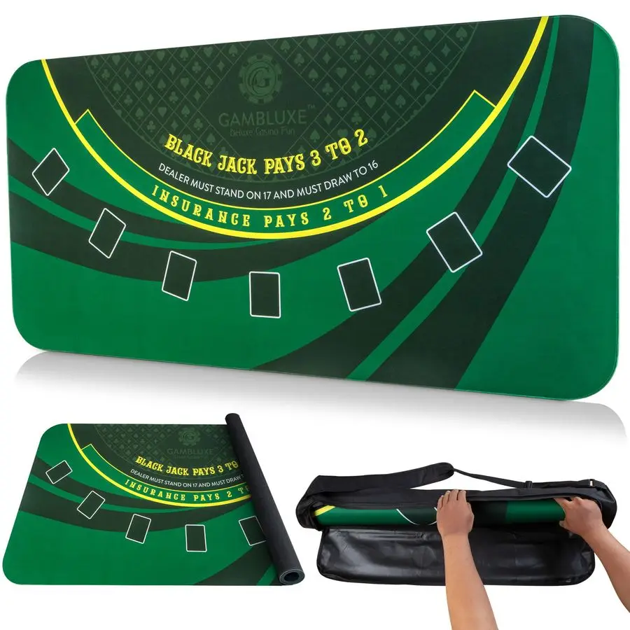 X 35 Tappetino Blackjack Tappetino da tavolo Blackjack liscio, resistente all'acqua e antiscivolo Realizzato in gomma da 3 mm Ottieni i tuoi giochi Blackjack Ago qualsiasi