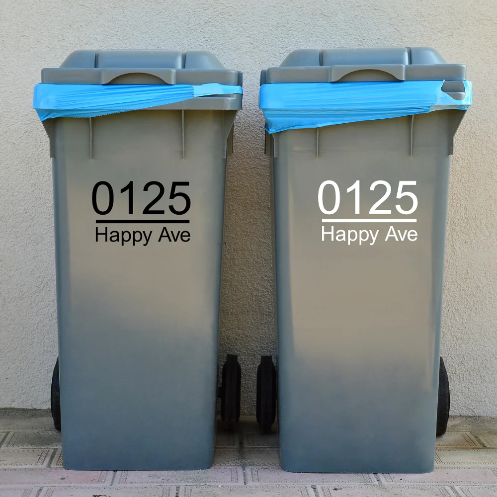 Personalized Trash Can Vinyl Decals Peel-and-Stick Waterproof Outdoor Garbage Can Identification Stickers Customizable for Bin